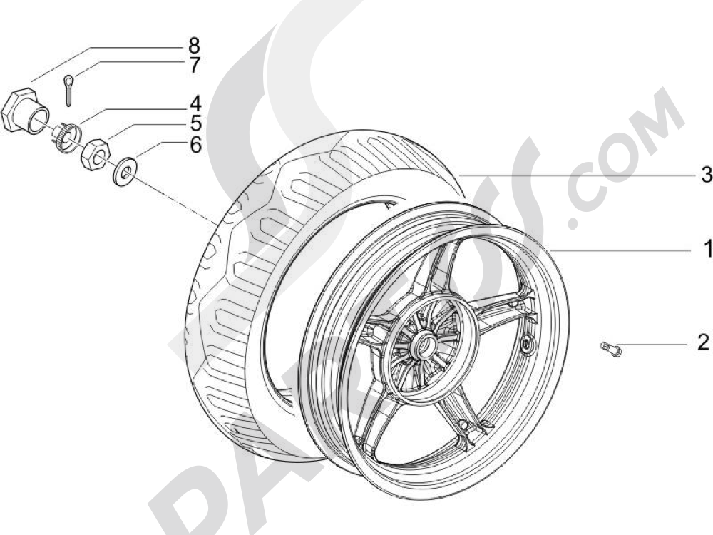 ROUE ARRIERE Piaggio Zip 50 4T 2006-2013