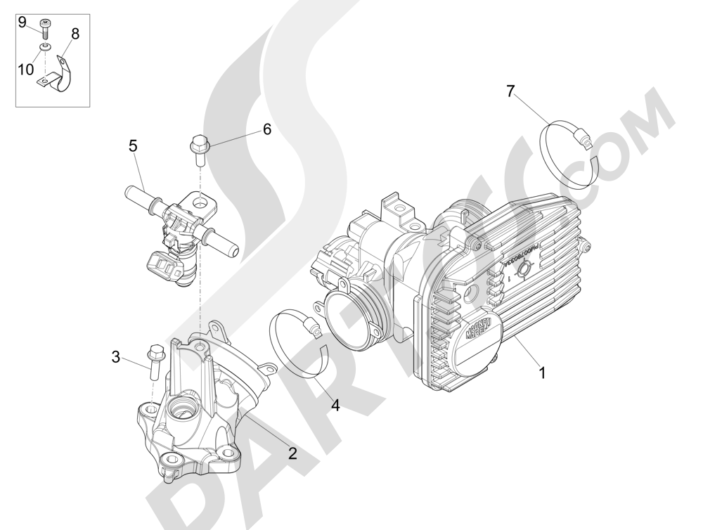 Vespa Vespa GTS 300 ie Super 2008-2015 Cuerpo con mariposa - Inyector - Racord admisi—n