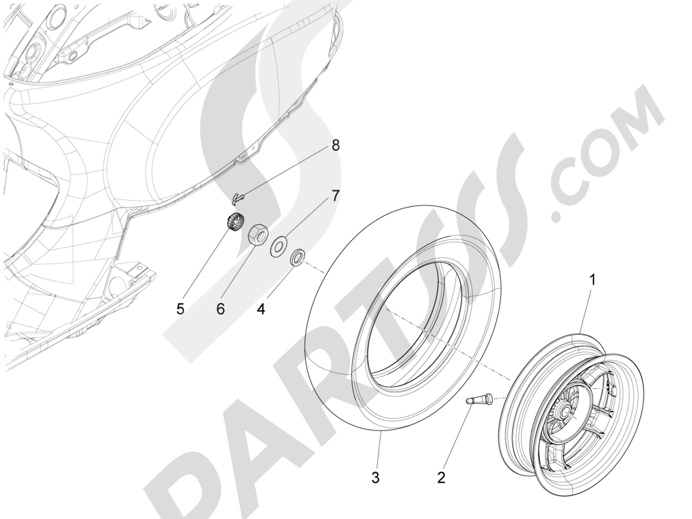 ROUE ARRIERE Vespa Vespa LX 125 4T 3V ie (Vietnam) 2012-2013-2014