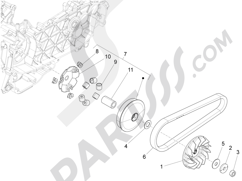 Polea conductora Vespa Vespa LX 150 4T 3V ie (Vietnam) 2012-2014