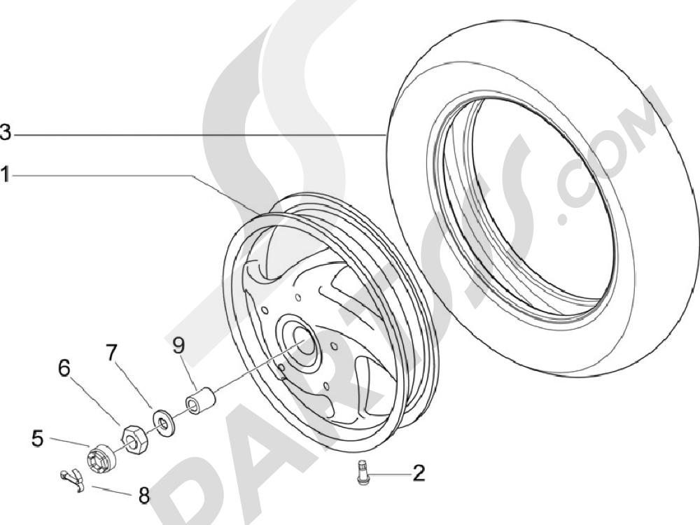 REAR WHEEL Vespa Vespa LX 150 4T ie E3 (Vietnam) 2011-2012