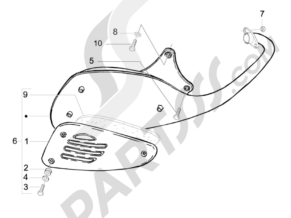 Silenciador Vespa Vespa LX 50 2T E2 Touring (30Km/h) 2010-2013