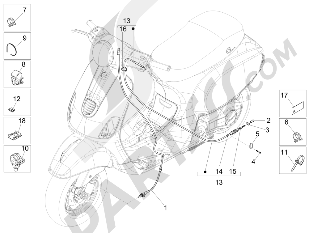 Vespa Vespa LX 50 4T4V 20092013. 分解図 純正部品をオンライン購入