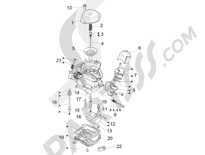 Vespa Vespa Primavera 50 4T-4V (NAFTA) 2014-2016 Componentes de carburador