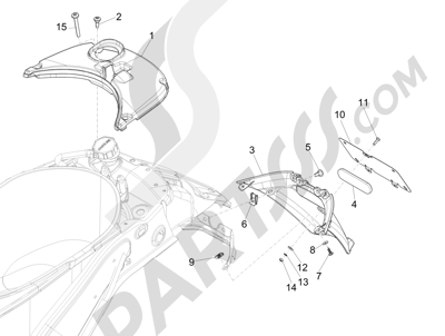 Vespa Vespa Primavera 50 4T-4V (NAFTA) 2014-2016 Cubierta trasera - Salpicador