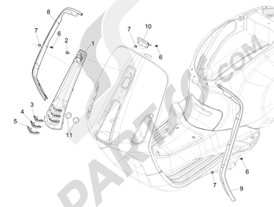 Vespa Vespa Primavera 50 4T-4V (NAFTA) 2014-2016 Escudo delantero