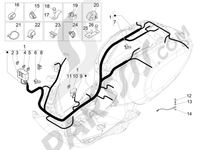 Vespa Vespa Primavera 50 4T-4V (NAFTA) 2014-2016 Grupo cables principal