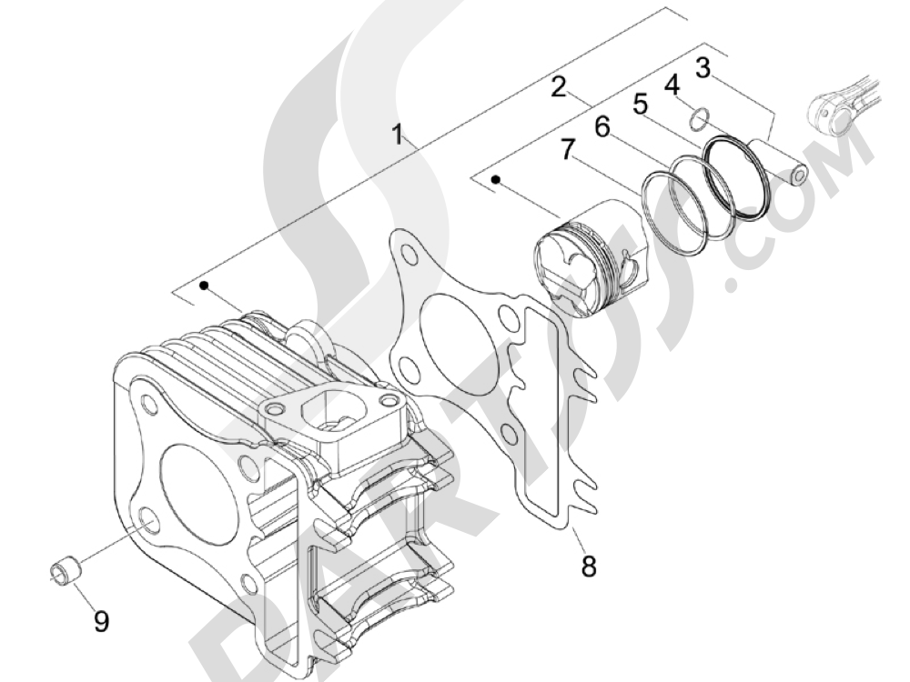 Vespa Vespa Primavera 50 4T-4V (NAFTA) 2014-2016 Grupo cilindro-pist