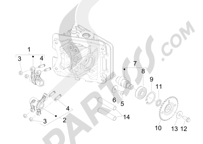 Vespa Vespa Primavera 50 4T-4V (NAFTA) 2014-2016 Grupo soporte balancines