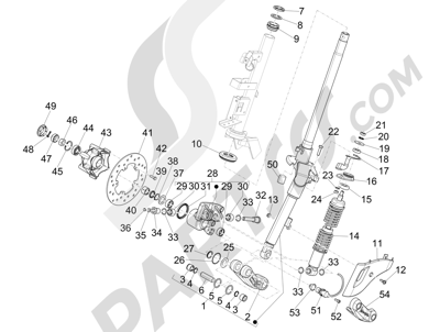 Vespa Vespa Primavera 50 4T-4V (NAFTA) 2014-2016 Horquilla Tubo direccion - Conjunto tejuelos