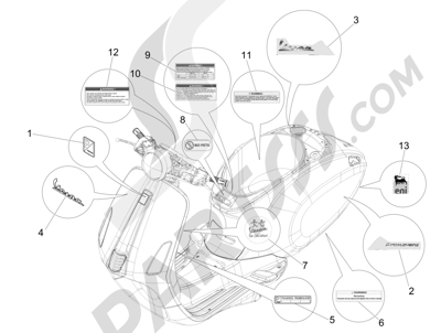Vespa Vespa Primavera 50 4T-4V (NAFTA) 2014-2016 Letreros - Escudos