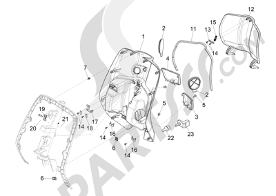 Vespa Vespa Primavera 50 4T-4V (NAFTA) 2014-2016 Maletero delantero - Contraescudo