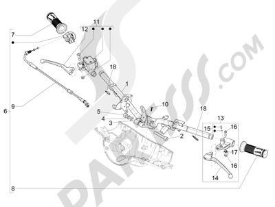 Vespa Vespa Primavera 50 4T-4V (NAFTA) 2014-2016 Manillar - Bomba freno