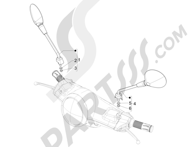 Vespa Vespa Primavera 50 4T-4V (NAFTA) 2014-2016 Retrovisor es
