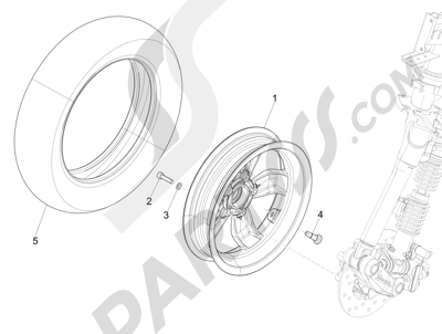 Vespa Vespa Primavera 50 4T-4V (NAFTA) 2014-2016 フロントホイール