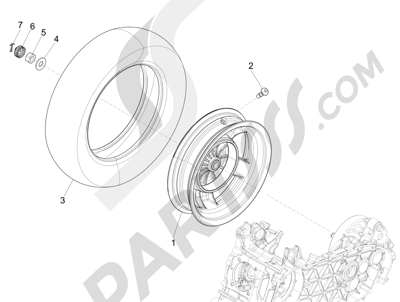 Vespa Vespa Primavera 50 4T-4V (NAFTA) 2014-2016 リアホイール