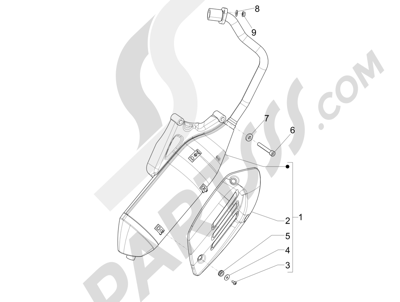 Vespa Vespa Primavera 50 4T-4V (NAFTA) 2014-2016 Silenciador