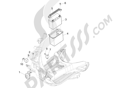 Vespa Vespa Primavera 50 4T-4V (NAFTA) 2014-2016 Telerruptores - Bateria - Claxon