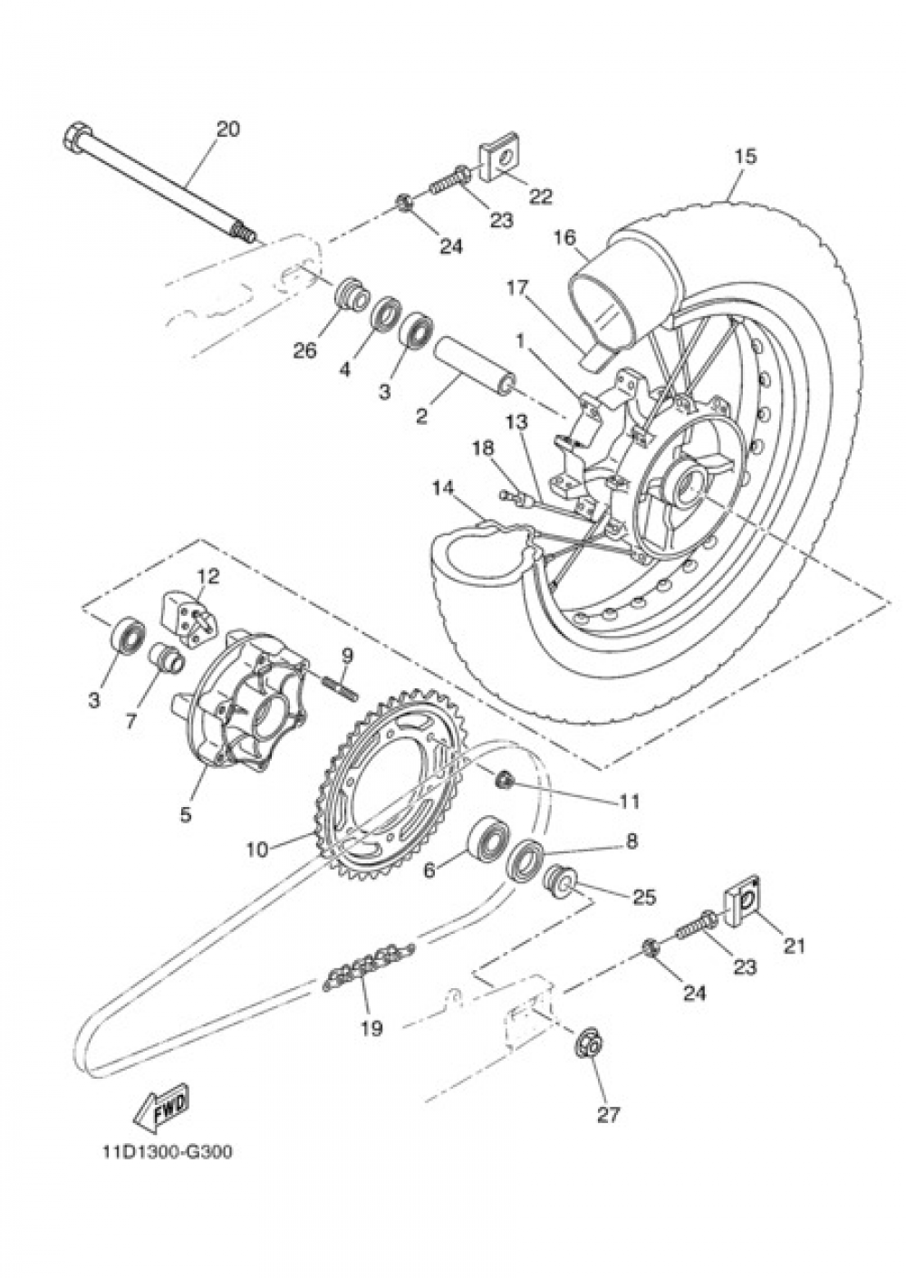 REAR WHEEL Yamaha XT660Z Tenere 2010