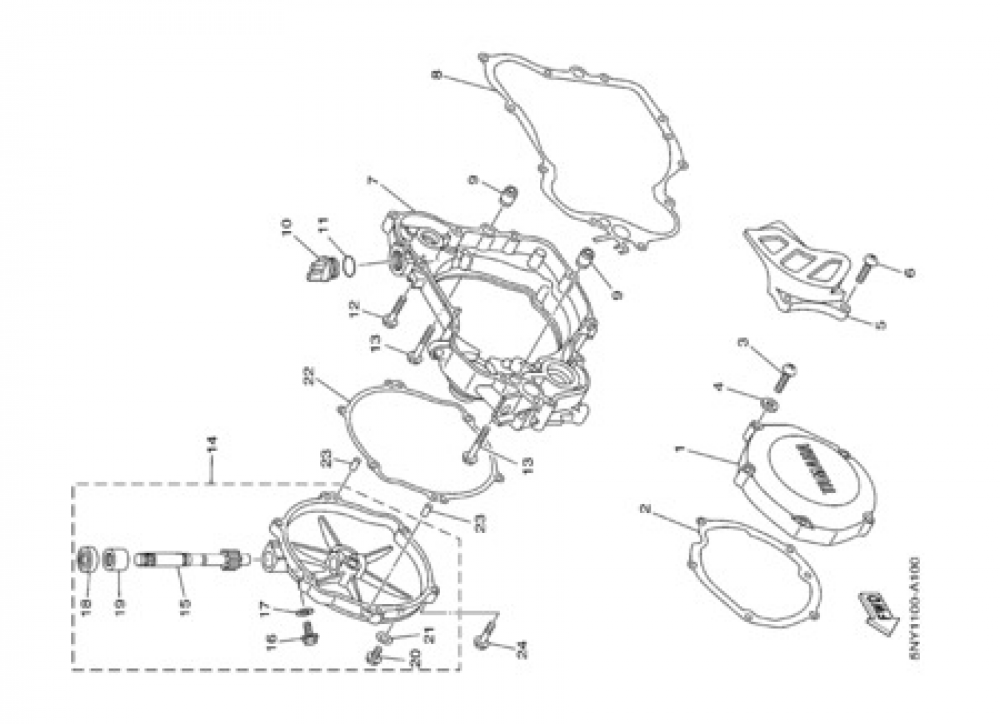 CRANKCASE COVER 1 Yamaha YZ125 2003