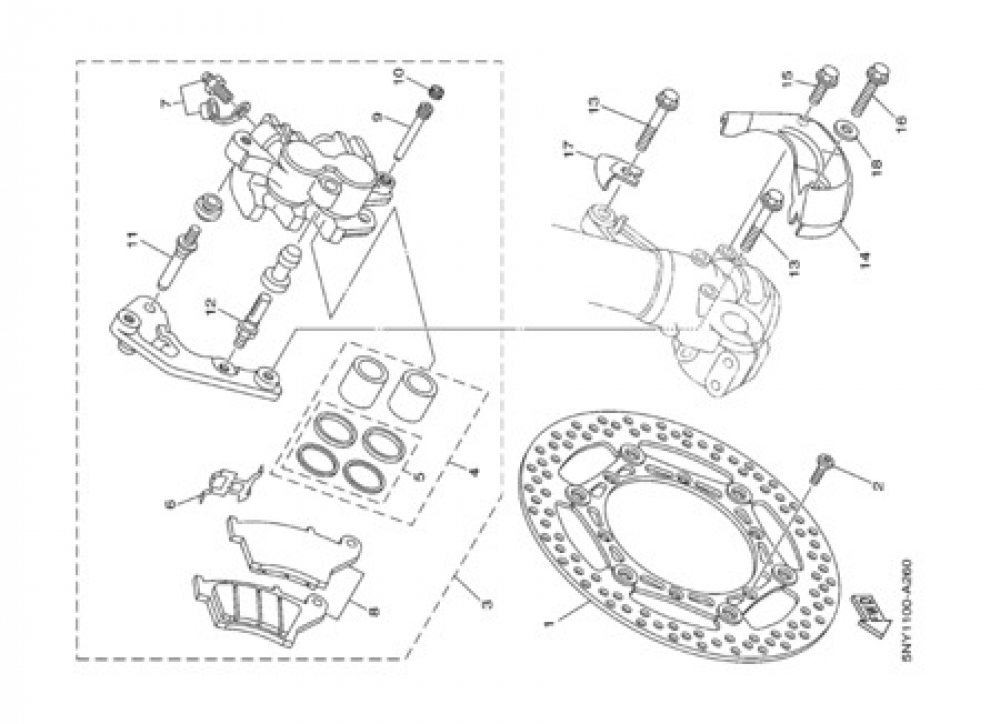 FRONT BRAKE CALIPER Yamaha YZ125 2003