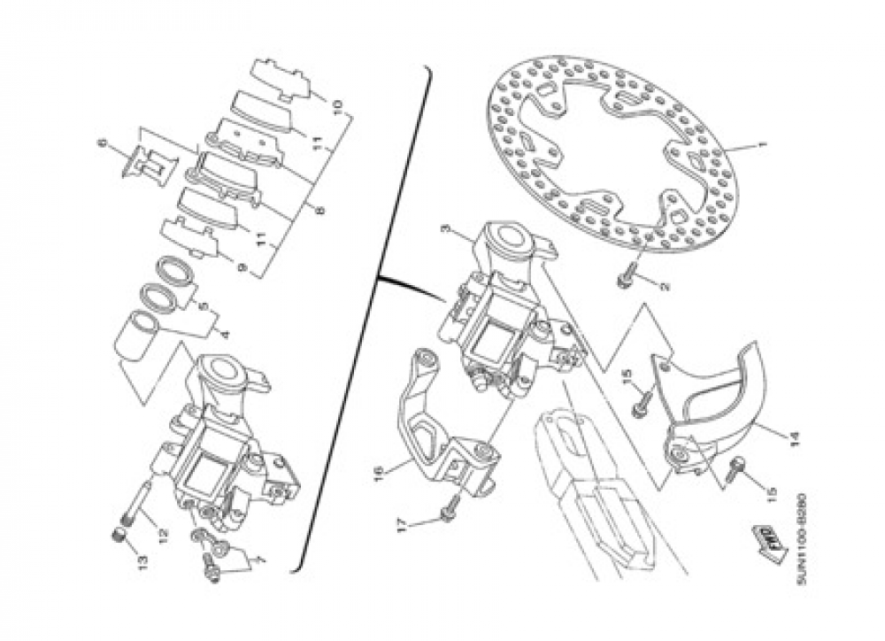 REAR BRAKE CALIPER Yamaha YZ125 2003