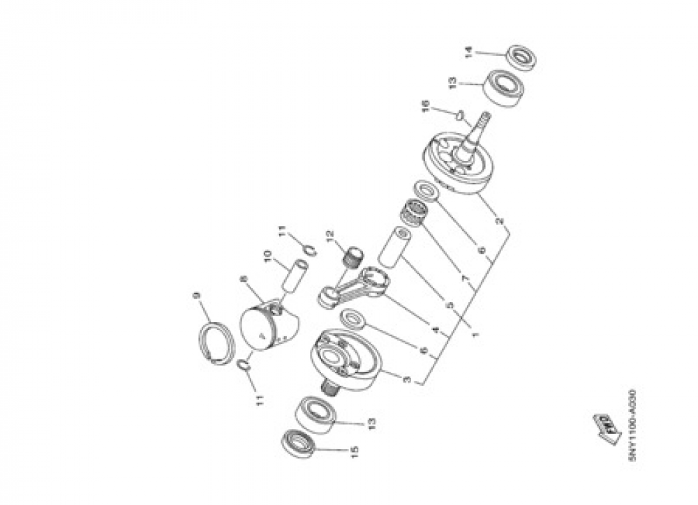 CRANKSHAFT PISTON Yamaha YZ125 2003