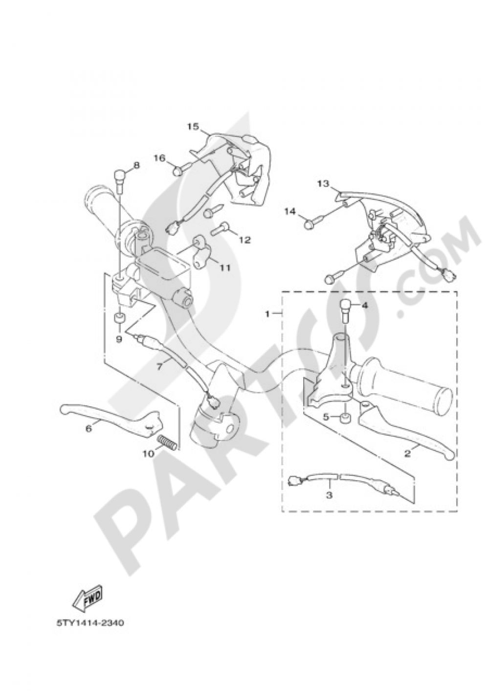 HANDLEBAR SWITCH AND LEVER Yamaha Cygnus X 125 2008