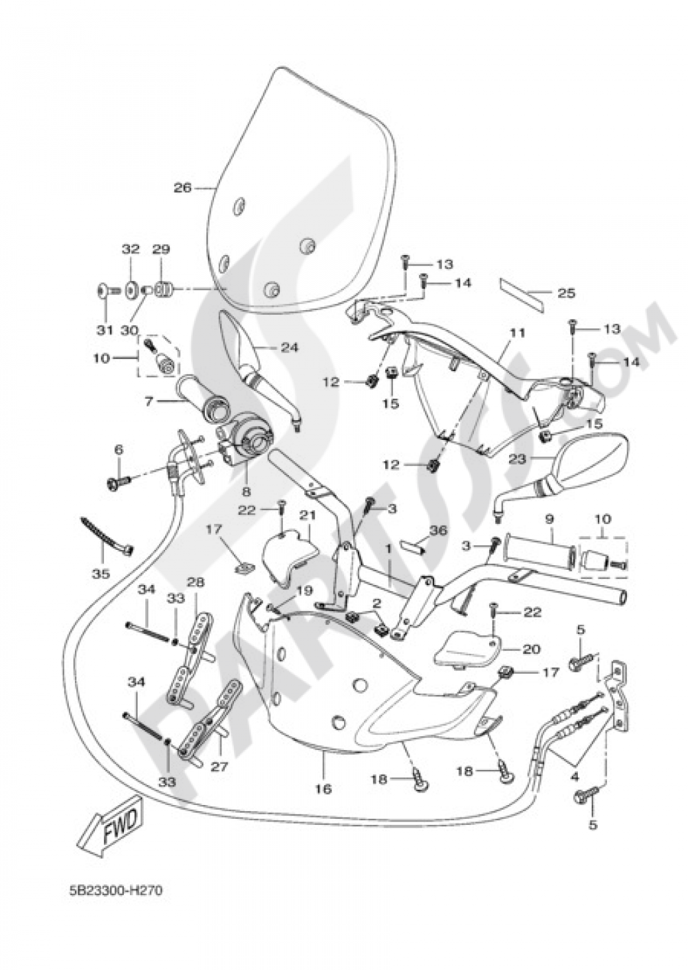 HANDELBAR AND CABLES Yamaha X-City 250 2009