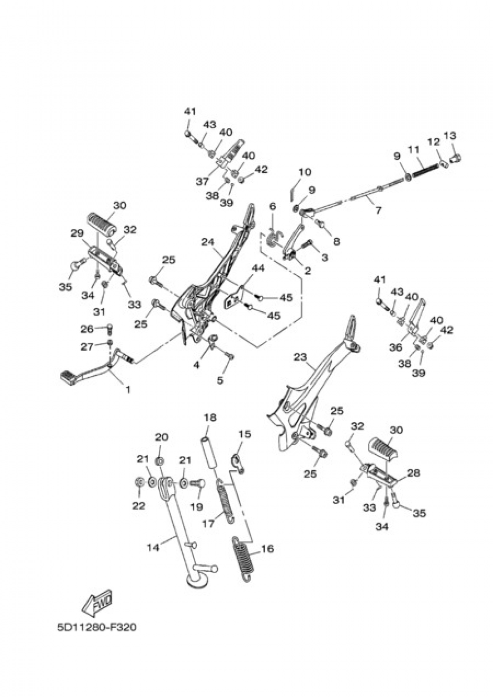 STAND & FOOTREST Yamaha YBR250 2009