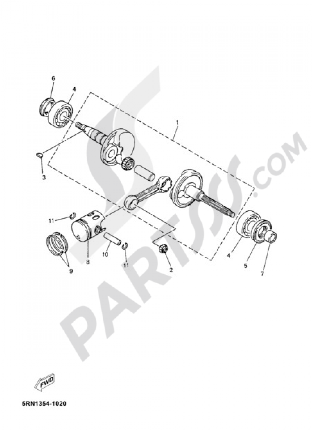 CRANKSHAFT & PISTON Yamaha Jog R 2008