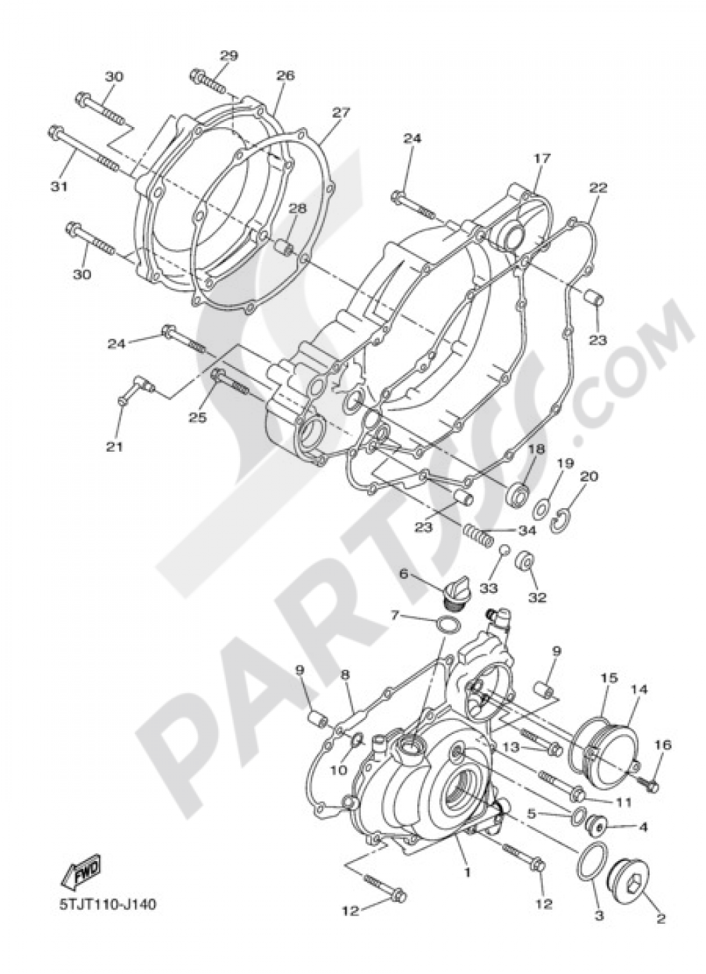 CRANKCASE COVER 1 Yamaha WR450F 2010