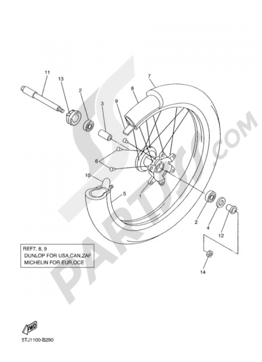 FRONT WHEEL Yamaha WR450F 2004