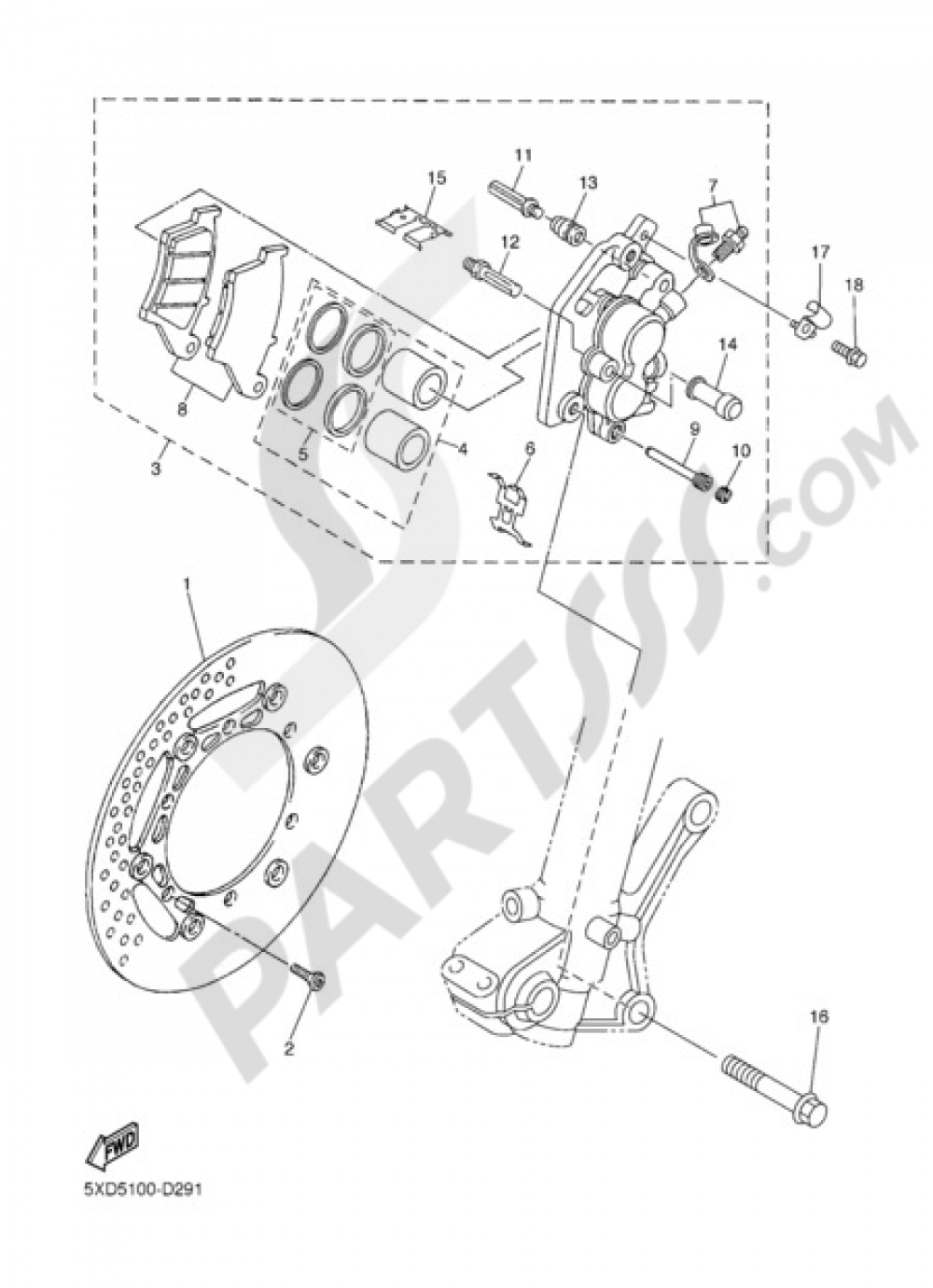 FRONT BRAKE CALIPER Yamaha WR450F 2006