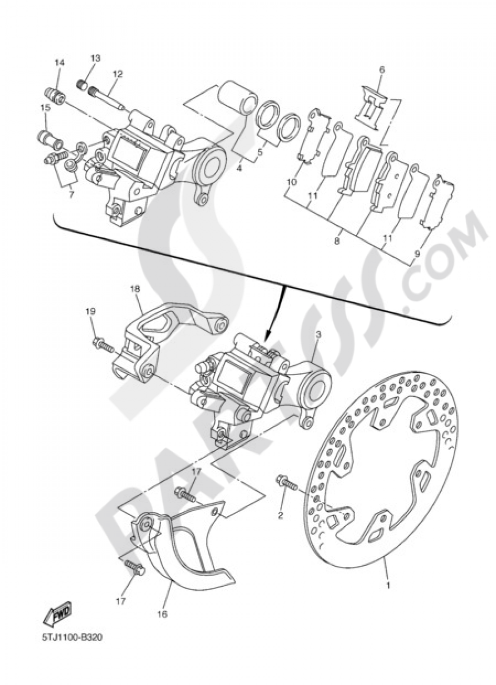 ETRIER DE FREIN AR Yamaha WR450F 2003