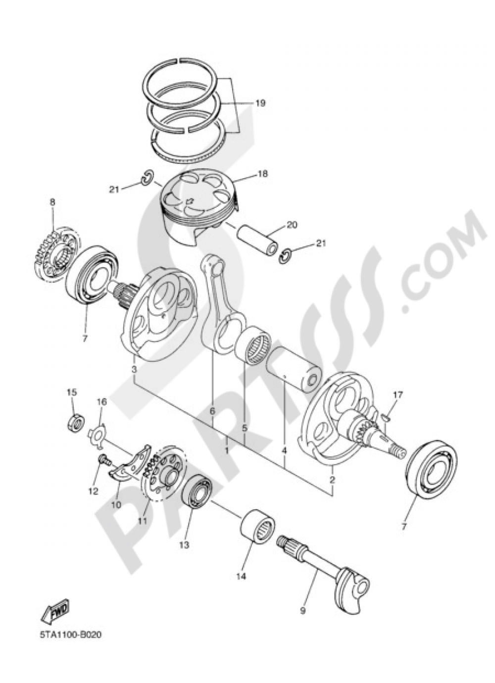CRANKSHAFT & PISTON Yamaha WR450F 2005