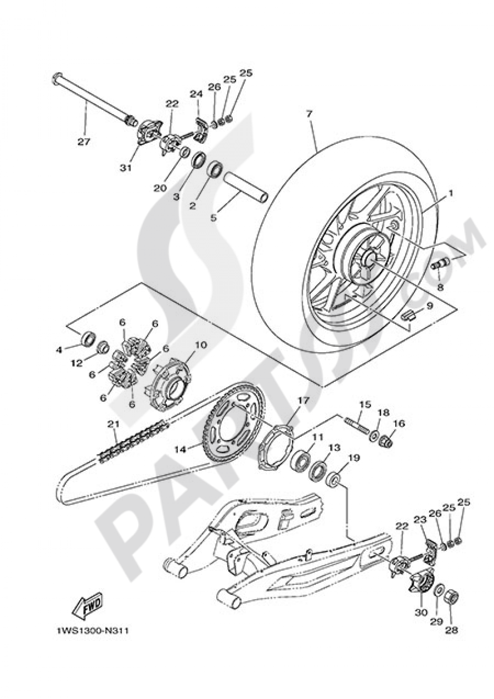 REAR WHEEL Yamaha MT-07 2014