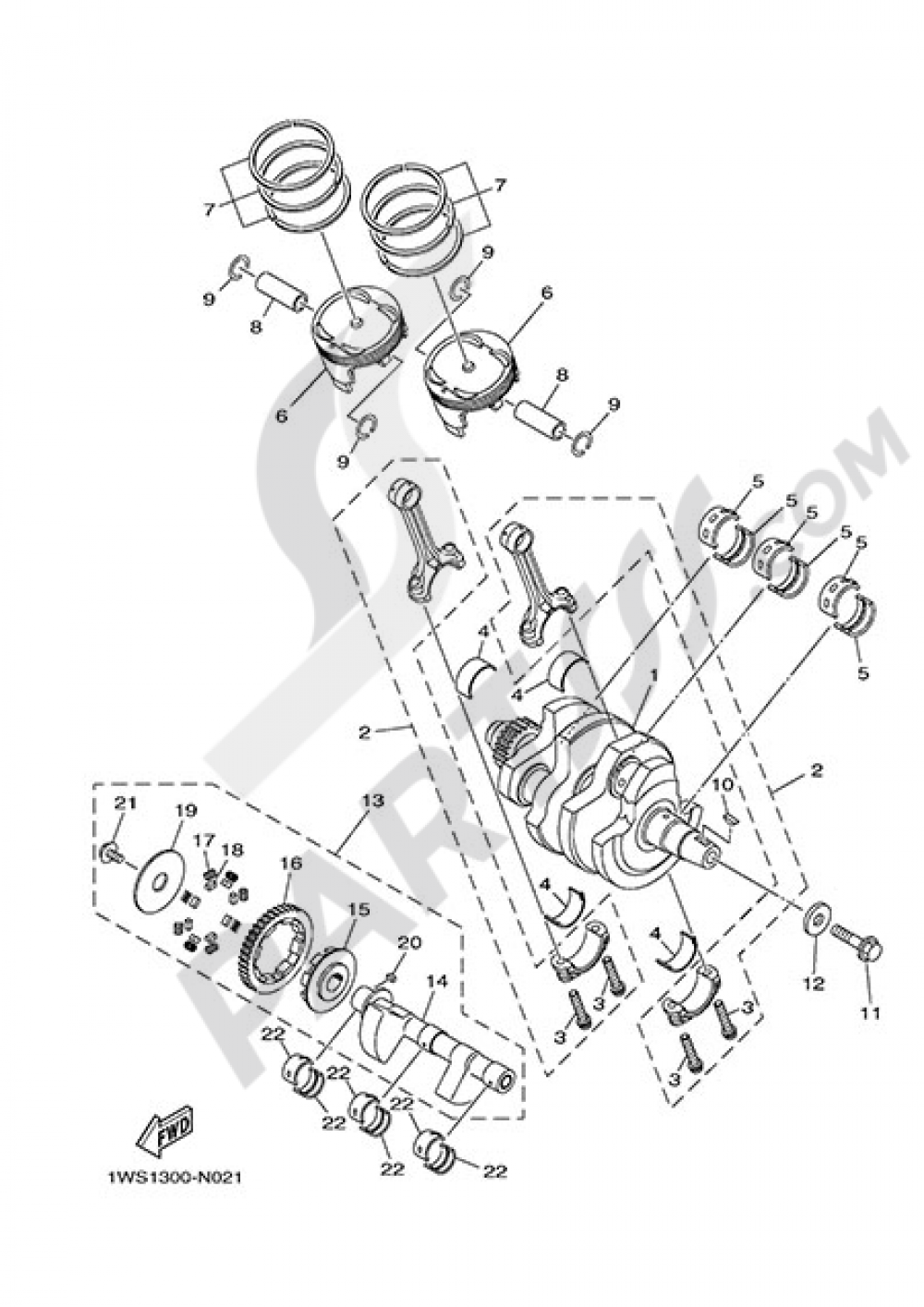 CRANKSHAFT & PISTON Yamaha MT-07 2014