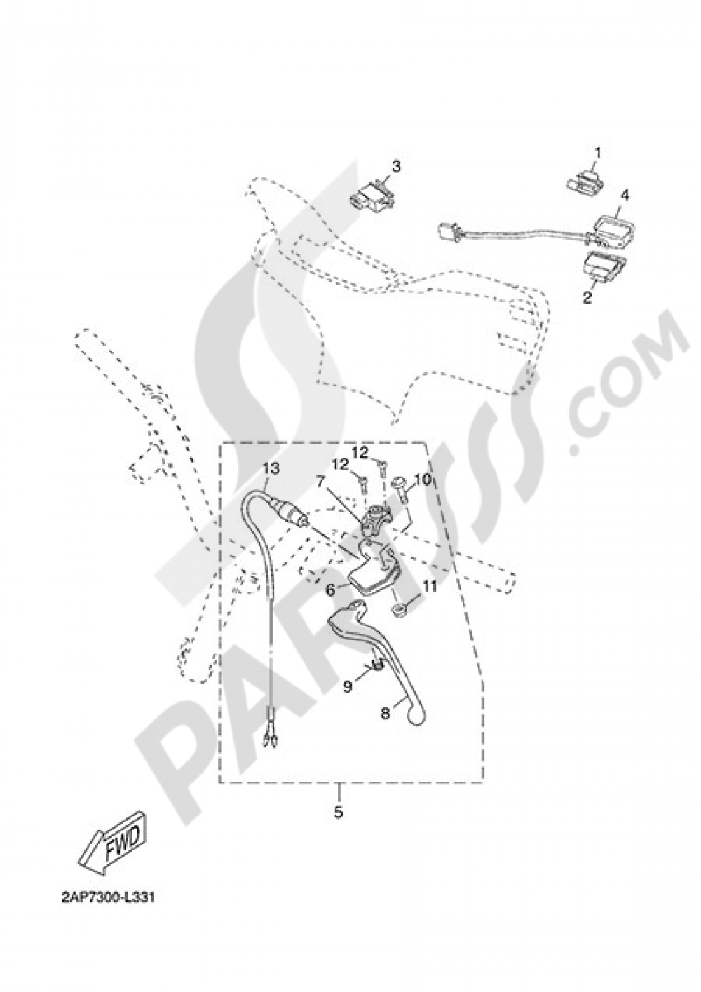 HANDLEBAR SWITCH AND LEVER Yamaha Neo's 2014