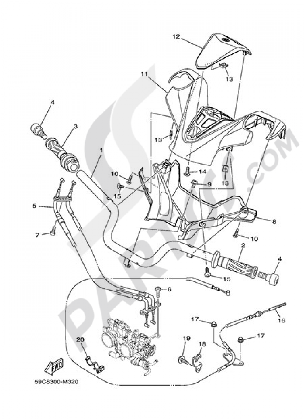 HANDELBAR AND CABLES Yamaha T-Max 530 2013