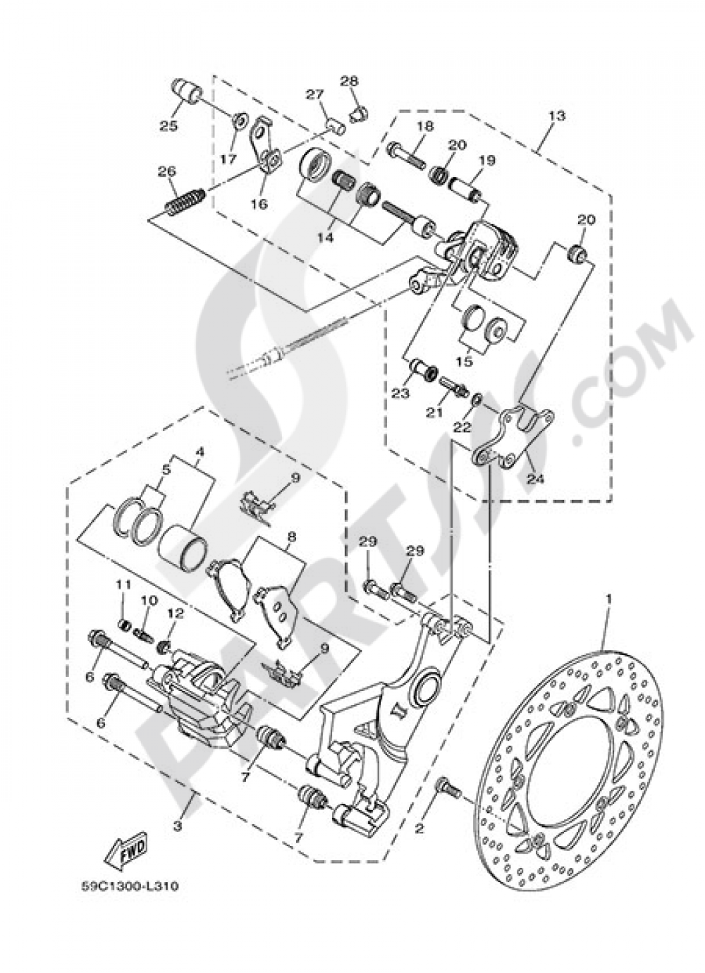 REAR BRAKE CALIPPER Yamaha T-Max 530 ABS 2013