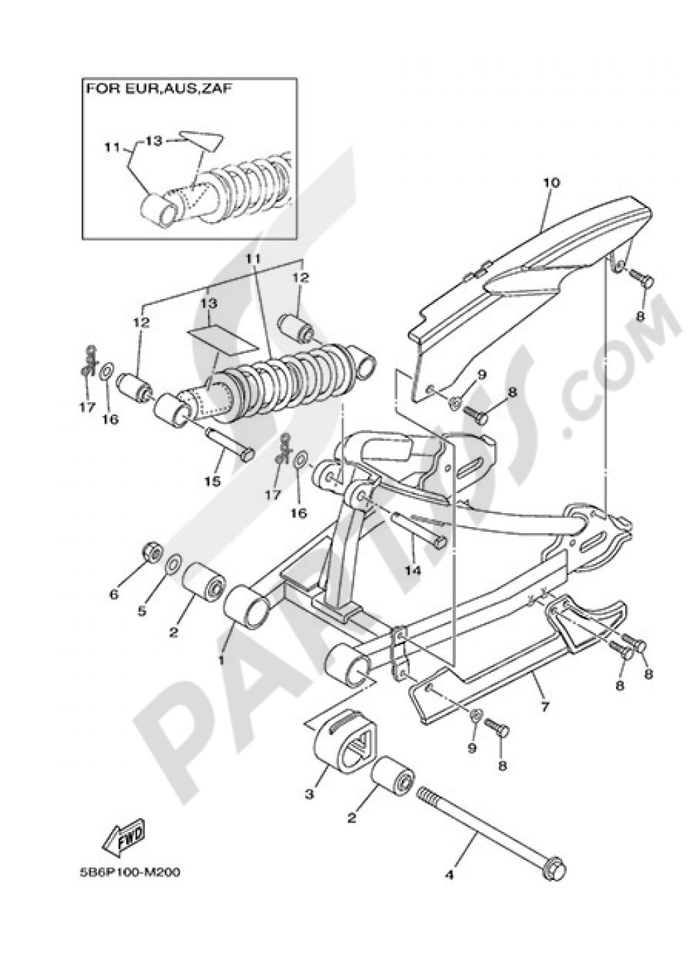 REAR ARM & SUSPENSION Yamaha TT-R110E 2013