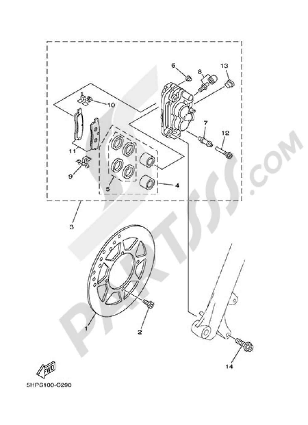 FRONT BRAKE CALIPER Yamaha TT R125LW 2013