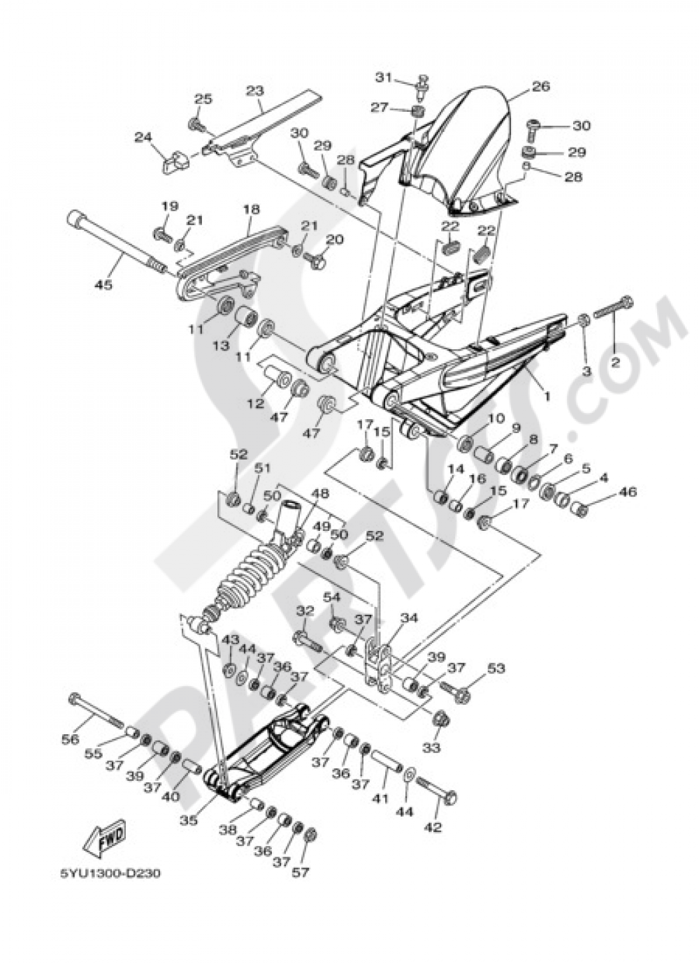 REAR ARM & SUSPENSION Yamaha MT-01 2005