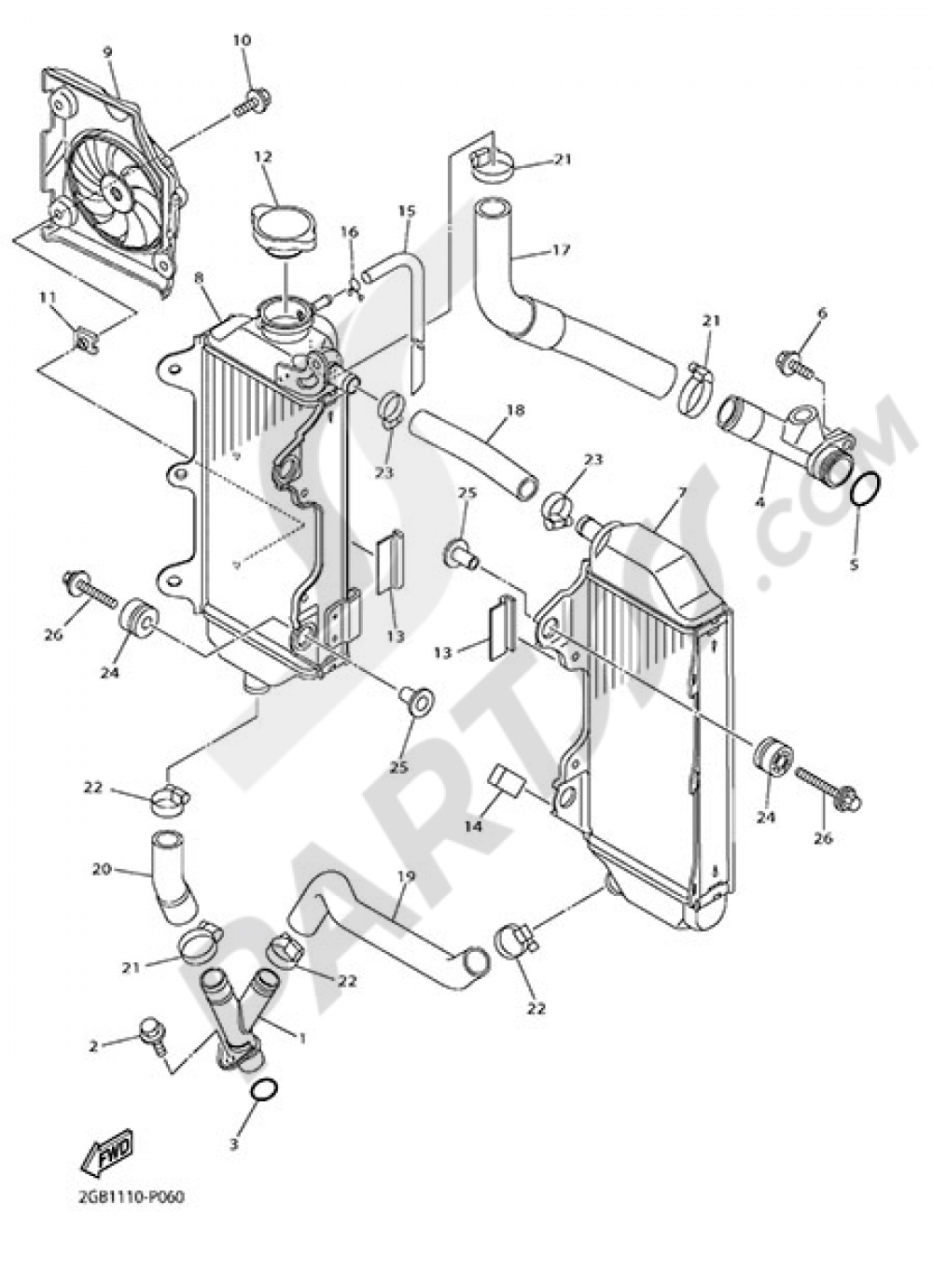 RADIATOR AND HOSE Yamaha WR250F 2015