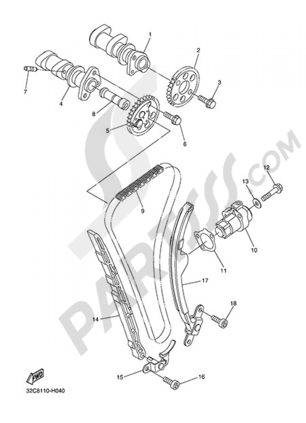 CAMSHAFT & CHAIN Yamaha WR250X 2014