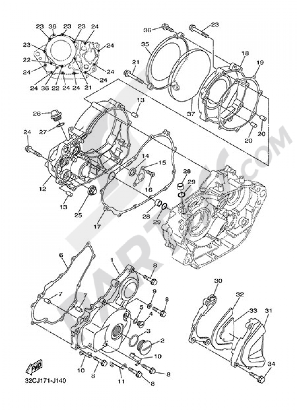 CRANKCASE COVER 1 Yamaha WR250X 2014