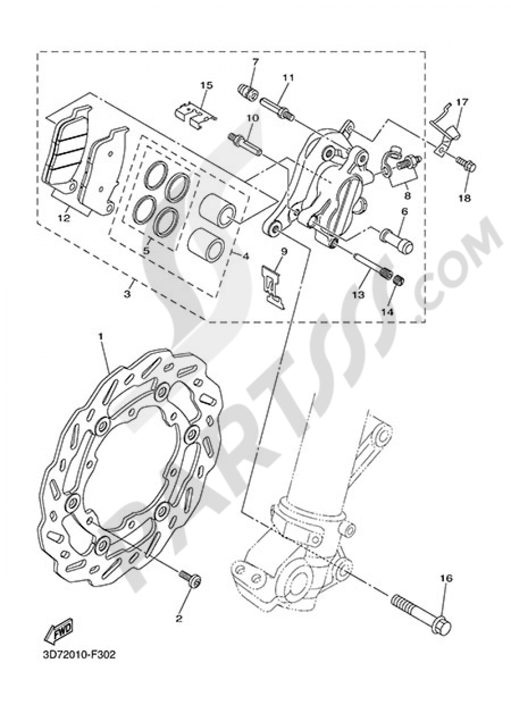 FRONT BRAKE CALIPPER Yamaha WR250X 2014