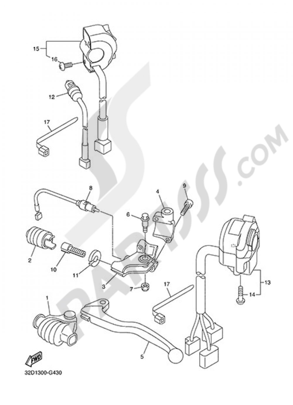 HANDLEBAR SWITCH AND LEVER Yamaha WR250X 2014