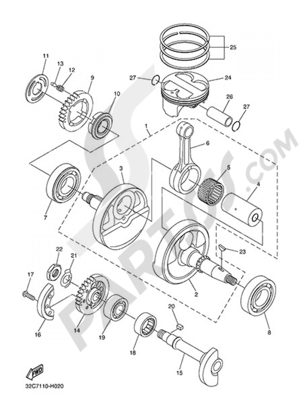 CRANKSHAFT & PISTON Yamaha WR250X 2014